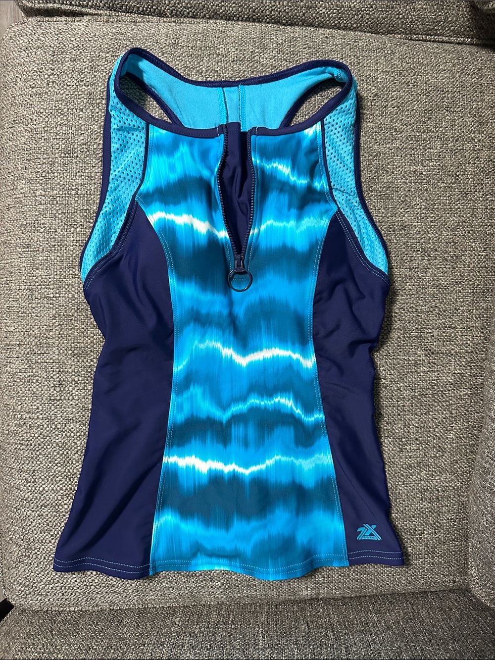ZeroXposur Blue & Navy Zip Tankini Top